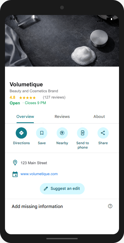 Volumetique.com Google Business Profile mockup