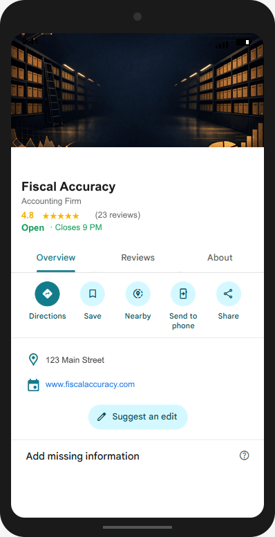 FiscalAccuracy.com Google Business Profile mockup