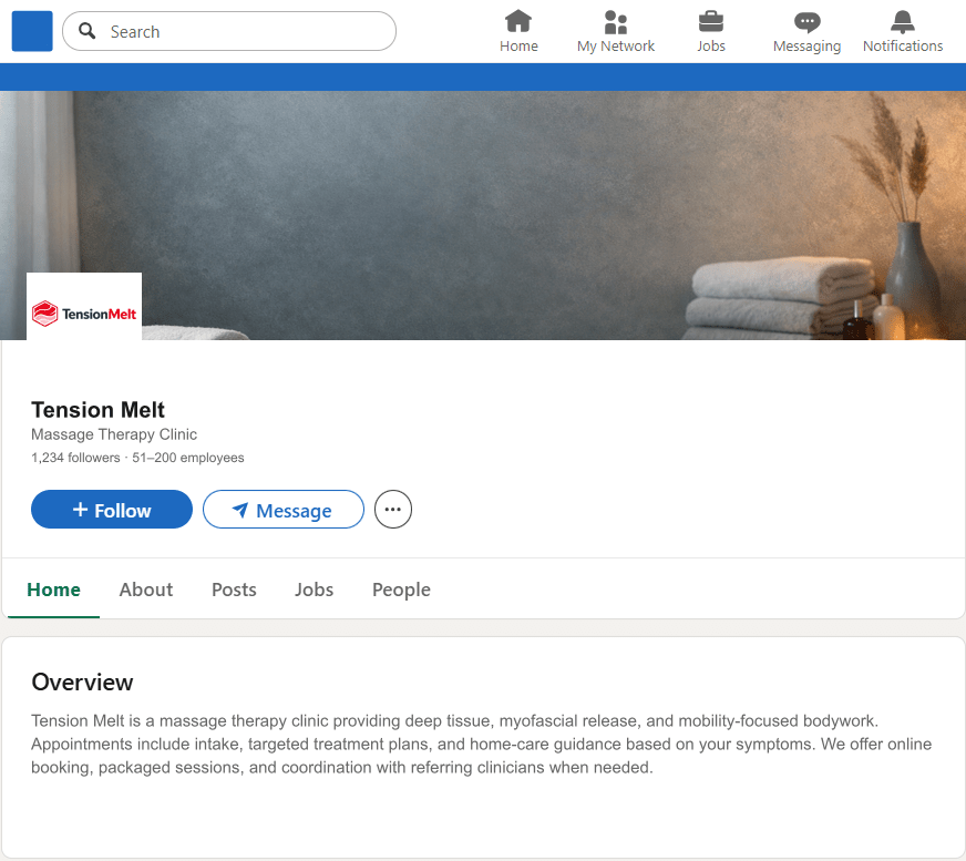 TensionMelt.com LinkedIn Company Page mockup