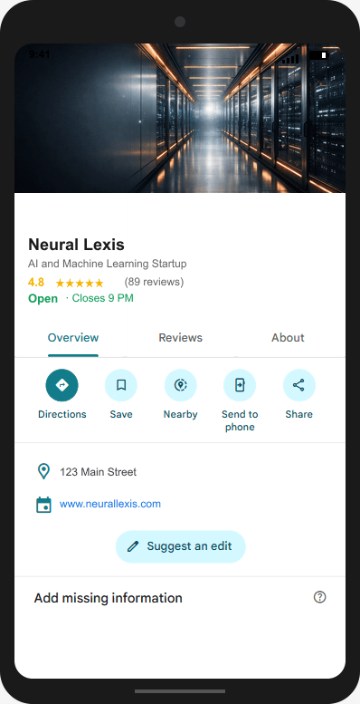 NeuralLexis.com Google Business Profile mockup