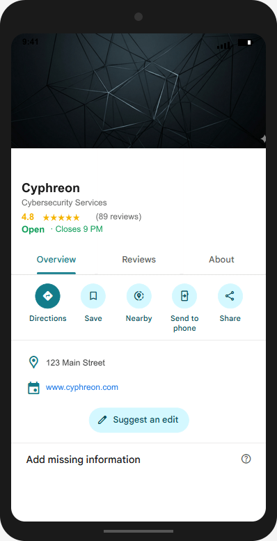 Cyphreon.com Google Business Profile mockup