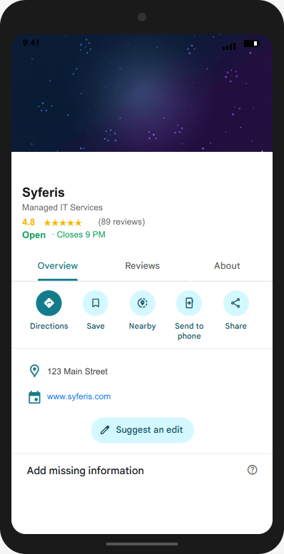 Syferis.com Google Business Profile mockup