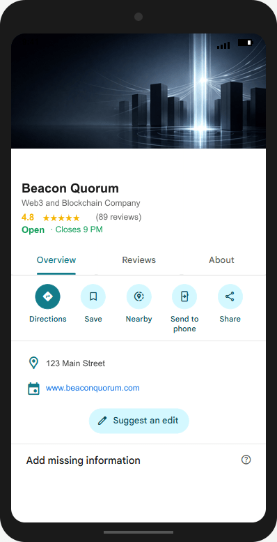 BeaconQuorum.com Google Business Profile mockup