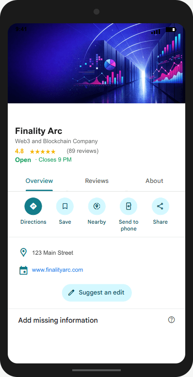 FinalityArc.com Google Business Profile mockup